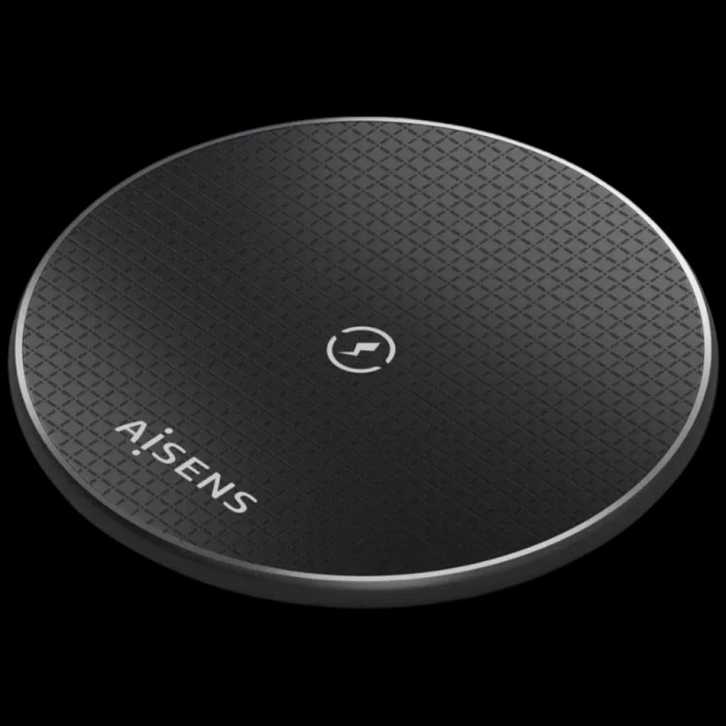 Aisens ASCH-15W1WC058-W Carregador sem fios Qi de 15 W com USB-C - Base de carregamento preta