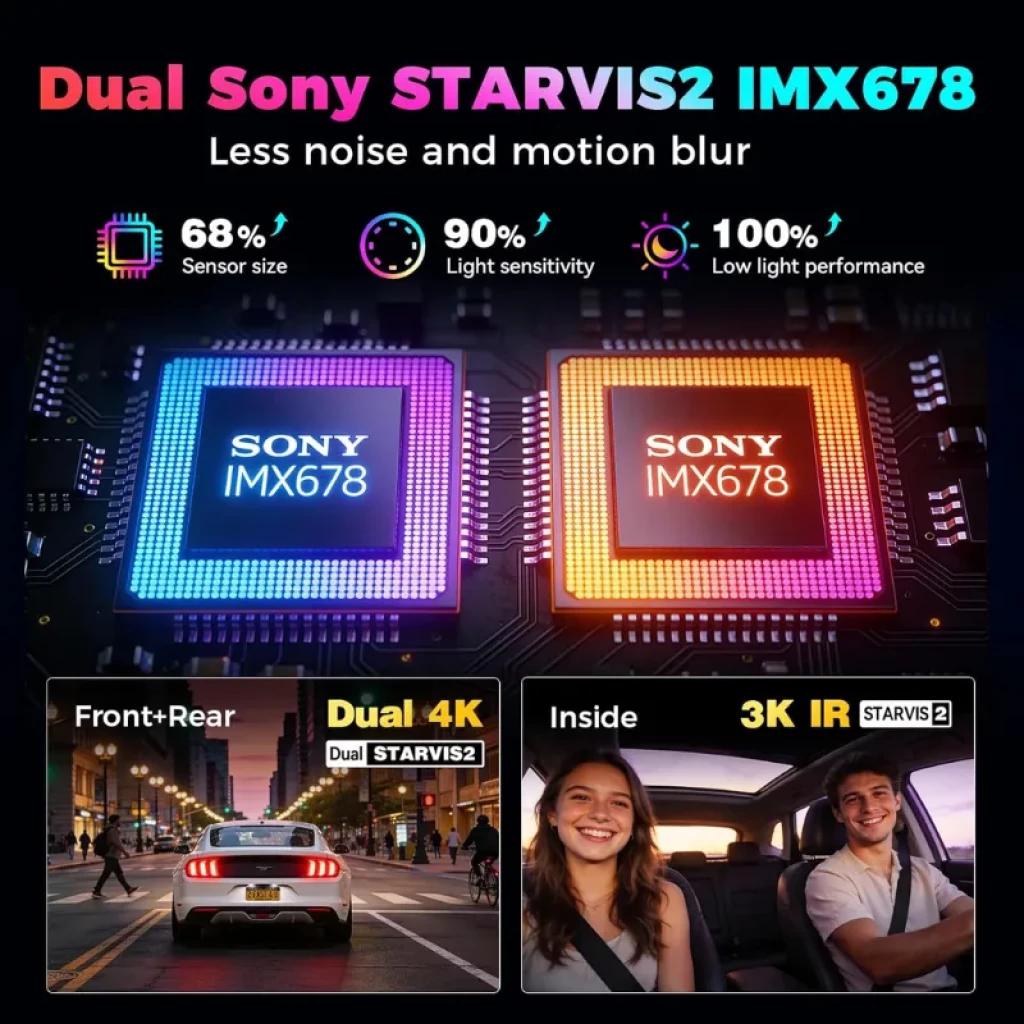 DDPAI Z90 Master 3CH 4K – chipset duplo Sony STARVIS2 IMX678, menos ruído e desfoque, frente+traseira Dual 4K e interior 3K IR para visão nítida à noite