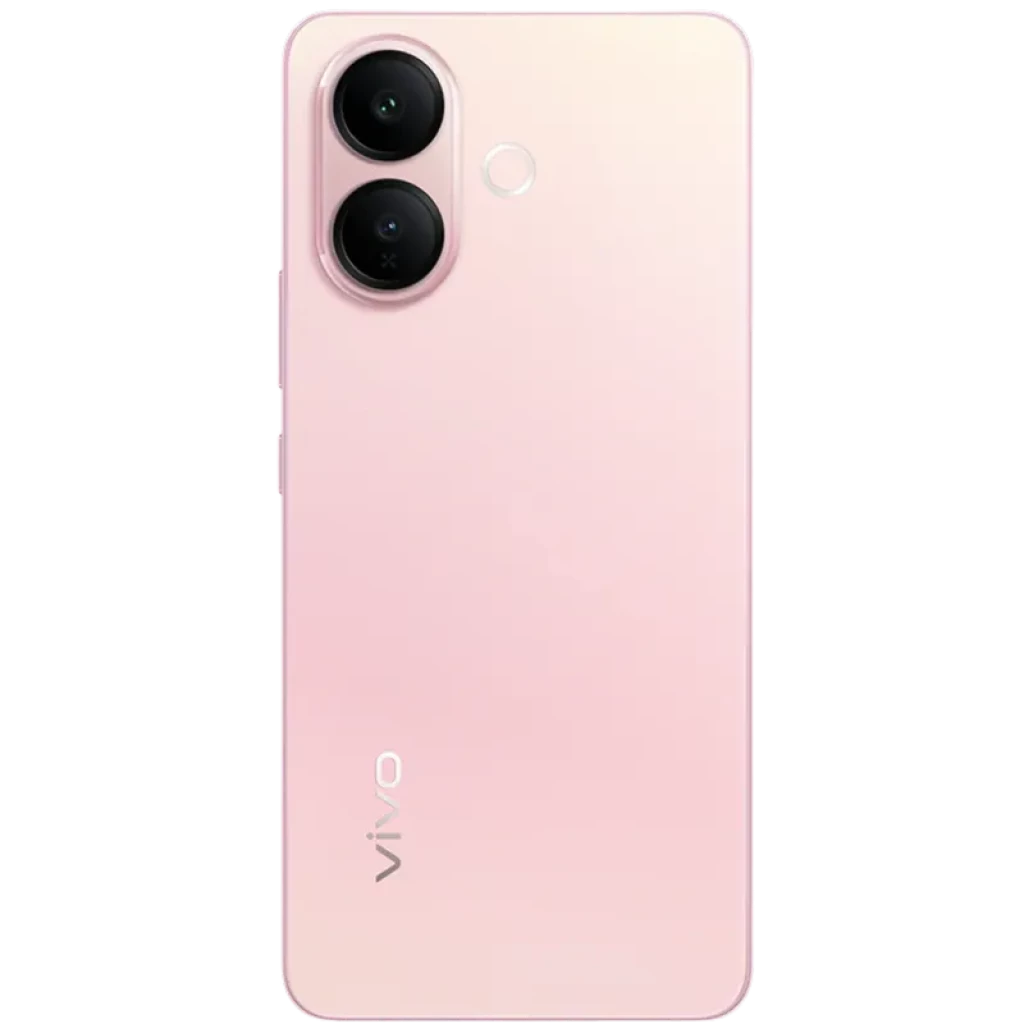 Vivo V60 Lite 5G 12GB/512GB Rosa com traseira em rosa suave, módulo de câmera dupla vertical, flash circular e logo Vivo discreto na base