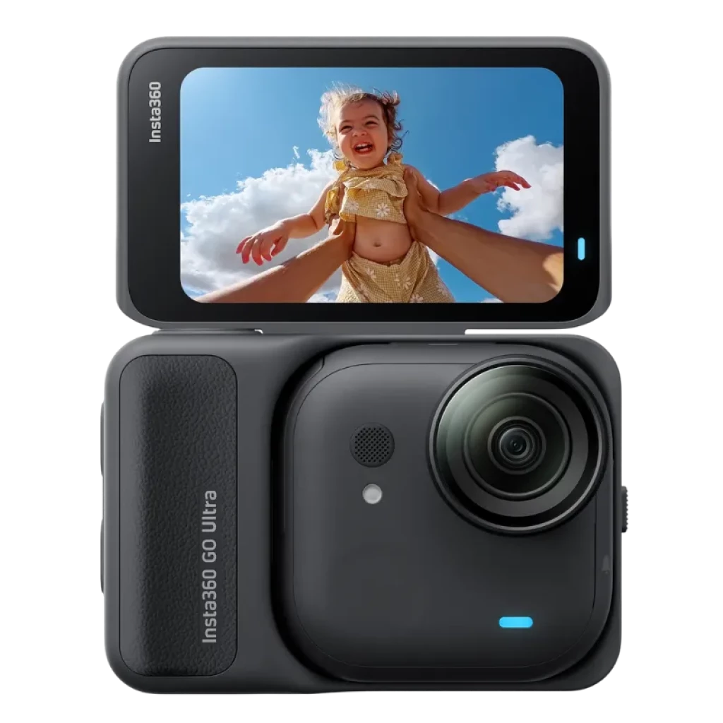 Insta360 GO Ultra negra con sensor de 1/1.28 pulgadas expuesto