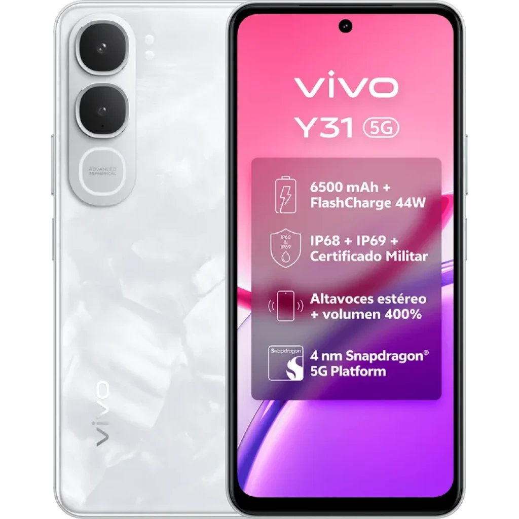 Vivo Y31 5G 512GB Blanco Pantalla 120Hz 6GB RAM Batería 6500 mAh