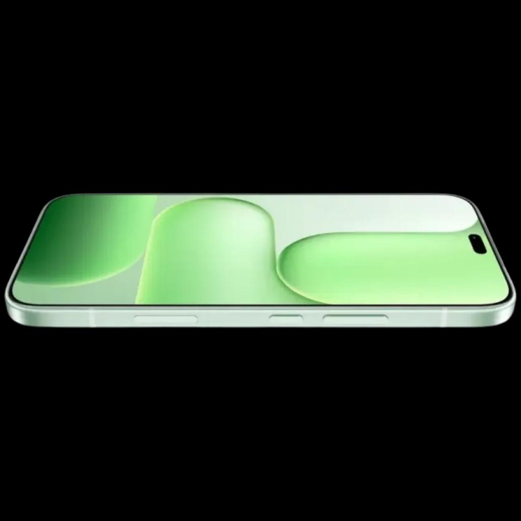 Honor 600 Lite 5G Sprout Green visto de perfil: pantalla plana verde con biseles delgados, borde recto y botón lateral, diseño minimalista y elegante
