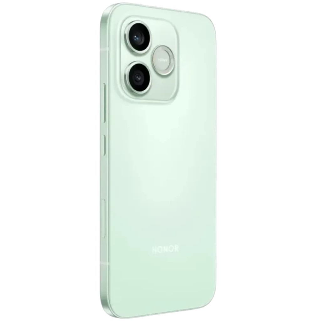 Honor 600 Lite 5G Sprout Green con acabado verde mate, módulo dual de cámara trasera 108 MP con anillo elevado y flash, bordes planos y botones laterales