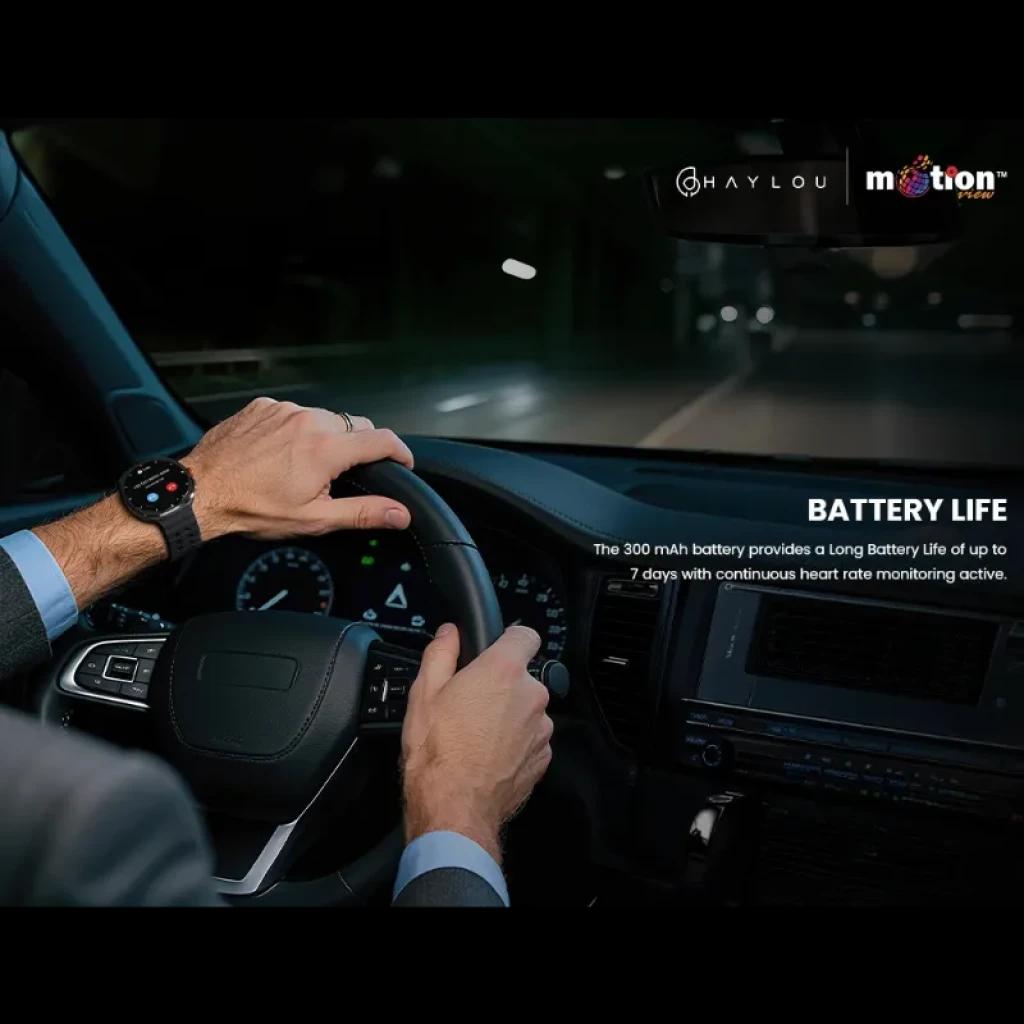 Haylou Vibe avec écran AMOLED de 1,43 pouces, cadran rond, bracelet noir, appels Bluetooth, capteur de fréquence cardiaque, autonomie jusqu'à 7 jours