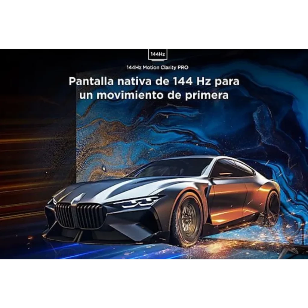 TCL 50C61K 50 pulgadas QLED 4K con bisel metálico; panel nativo 144 Hz y Google TV. Imagen vibrante, movimiento fluido y diseño elegante.