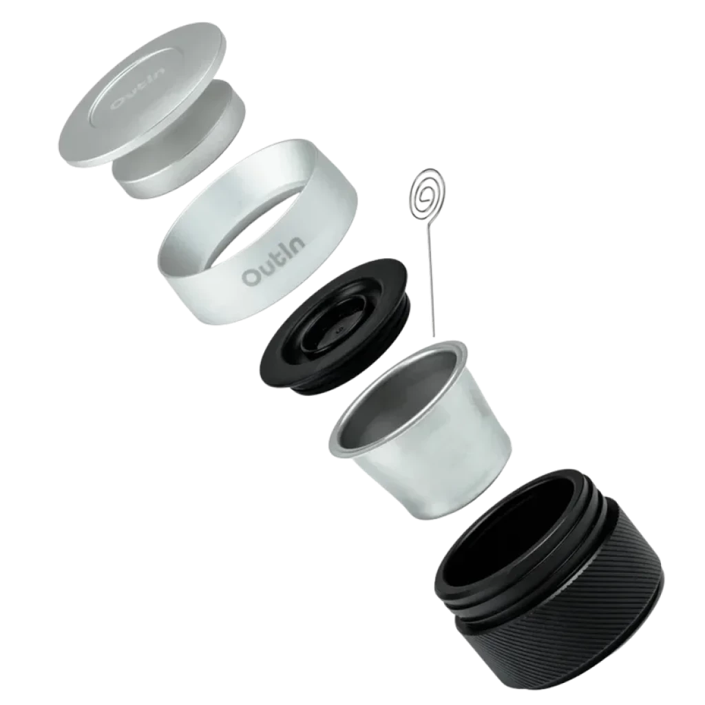 Outin Nano Basket Plus Panier-filtre 16-18 g Kit de rechange pour espresso avec pièces modulaires: couvercle, bague, joint, panier inox perforé et base
