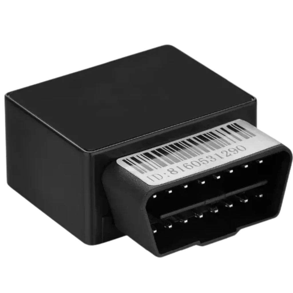 Localizador GPS TKSTAR TK816 4G para porta OBD2 em caixa preta compacta, conector OBD de 16 pinos e etiqueta com ID para veículos