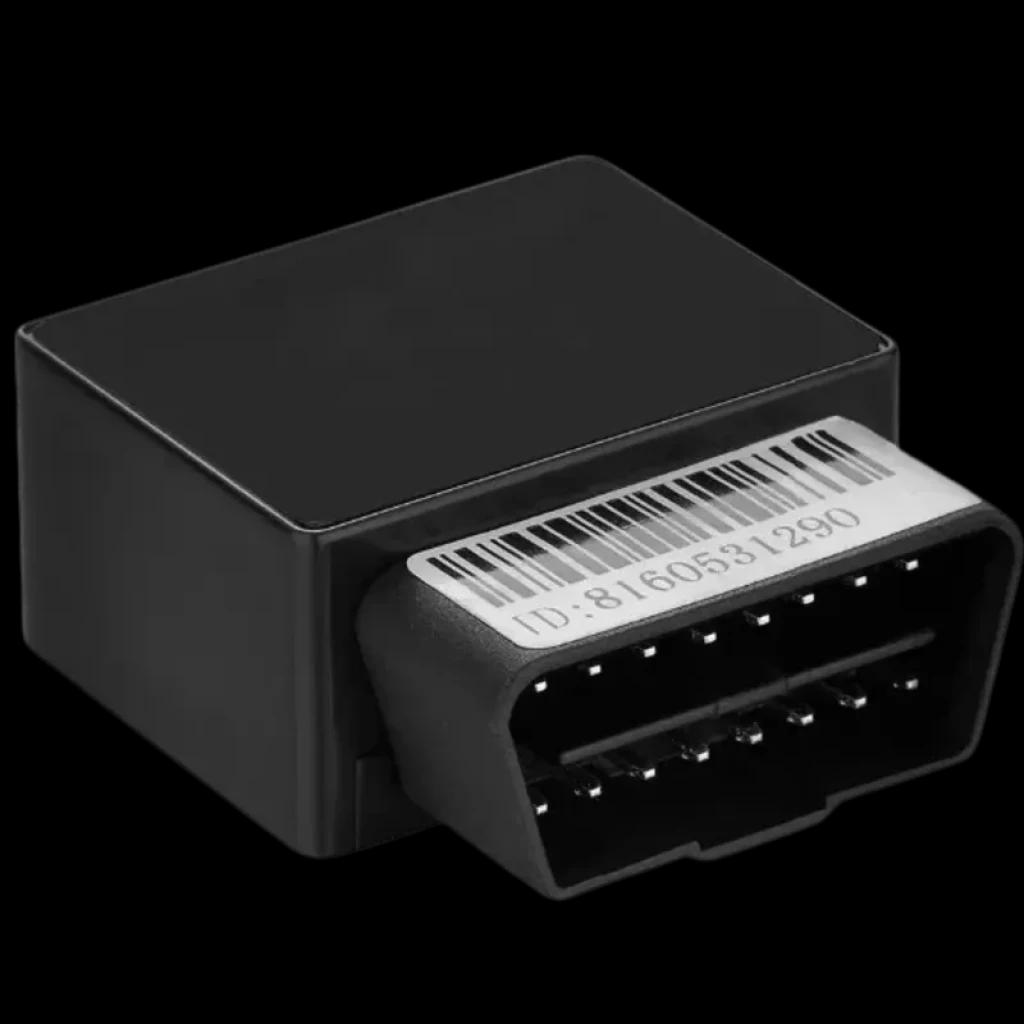 Localizador GPS TKSTAR TK816 4G para porta OBD2 em caixa preta compacta, conector OBD de 16 pinos e etiqueta com ID para veículos
