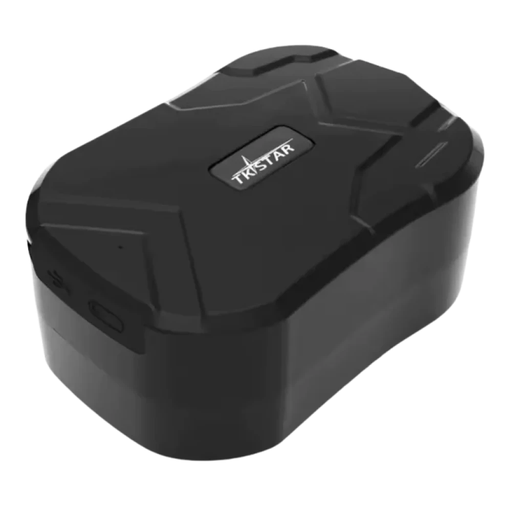 TKSTAR TK905C 4G, localizador GPS para coche, carcasa negra robusta con base magnética, botón lateral y puerto de carga, batería 10000 mAh