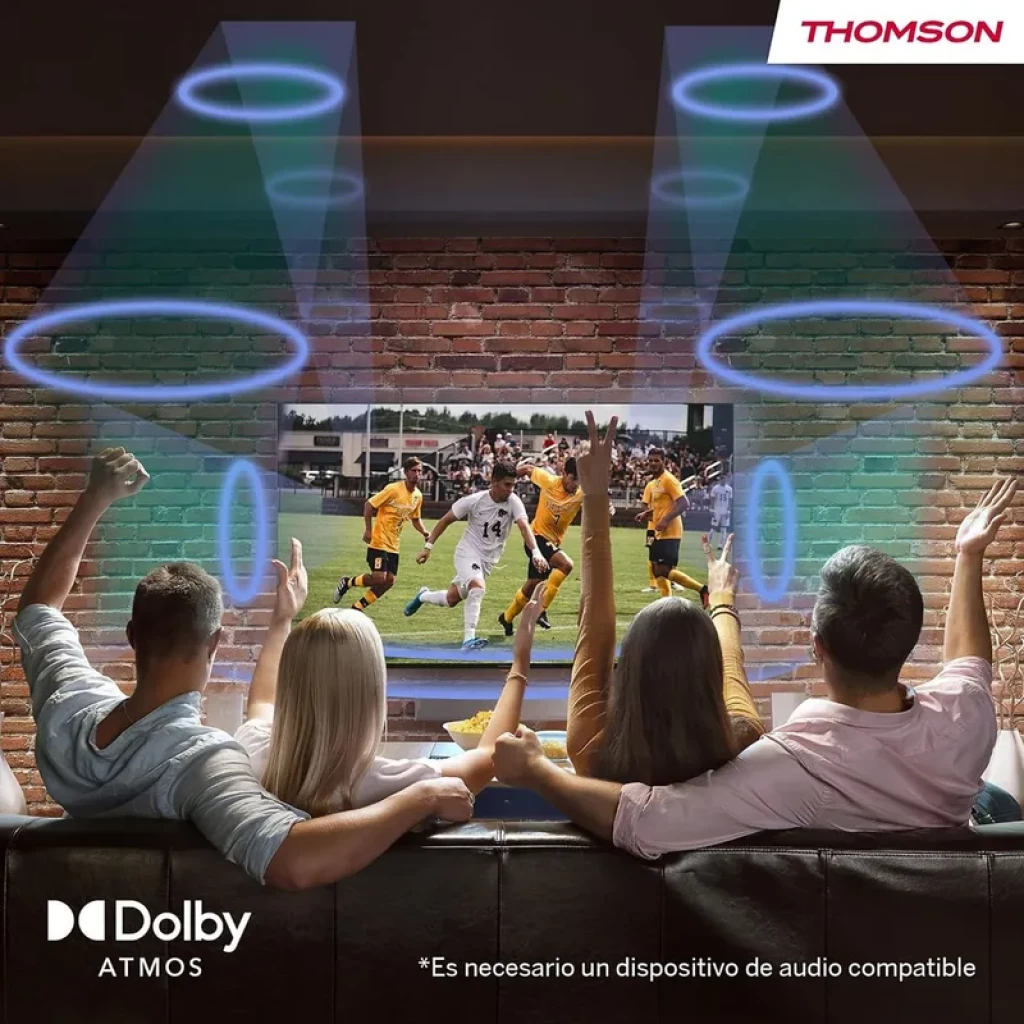 THOMSON 24HD2S13 televisor LED 24 pulgadas HD Ready con Triple Tuner; marco delgado, imagen nítida y compatibilidad con Dolby Atmos para sonido envolvente