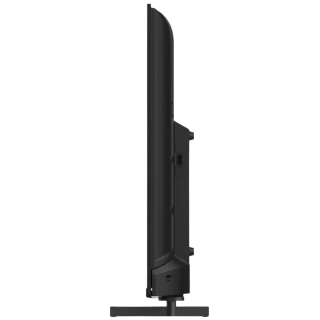 Profil latéral du Thomson 40FD2S13 40 pouces Full HD LED sans cadre avec pied central stable, châssis fin et connectique arrière discrète