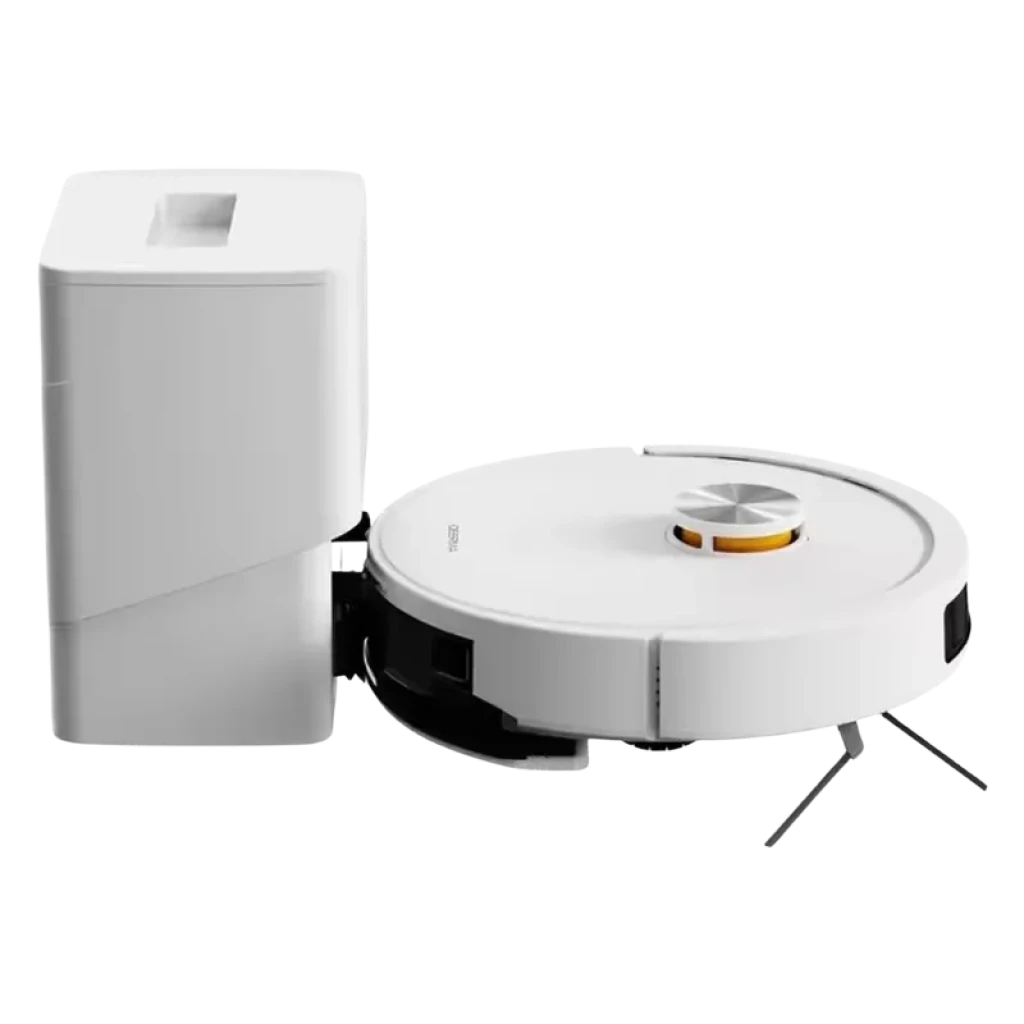 Vista lateral de la Deerma S30 Pro Plus y la base de autovaciado