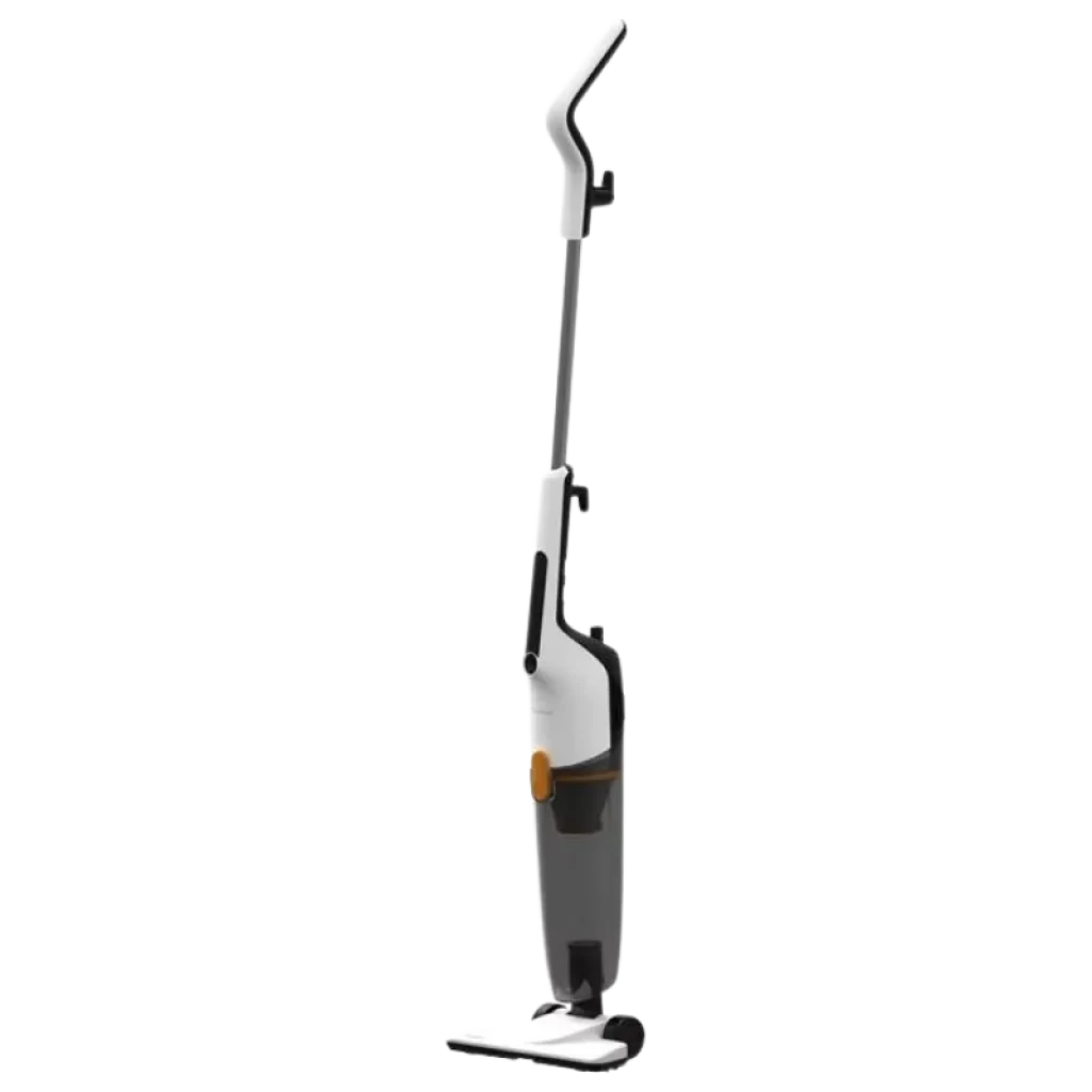 Deerma DX170 con diseño vertical delgado, depósito 1,7 L, cableado, succión 14000 Pa, cabezal plano para esquinas y mango ergonómico en blanco y negro