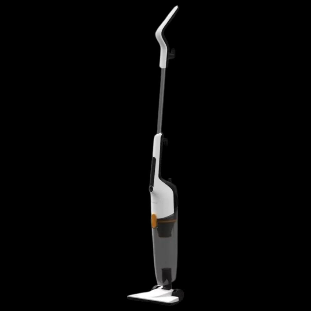 Deerma DX170 con diseño vertical delgado, depósito 1,7 L, cableado, succión 14000 Pa, cabezal plano para esquinas y mango ergonómico en blanco y negro