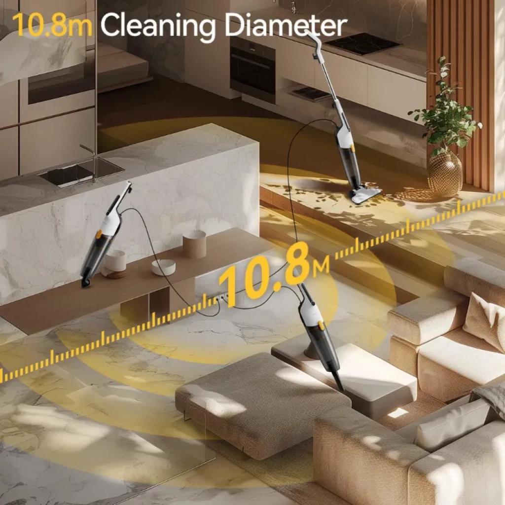 Deerma DX170 14000 Pa 1,7 L - Aspiradora con cable, cuerpo blanco y gris, tubo largo, cabezal delgado, alcance de 10,8 m ideal para limpiar salas amplias