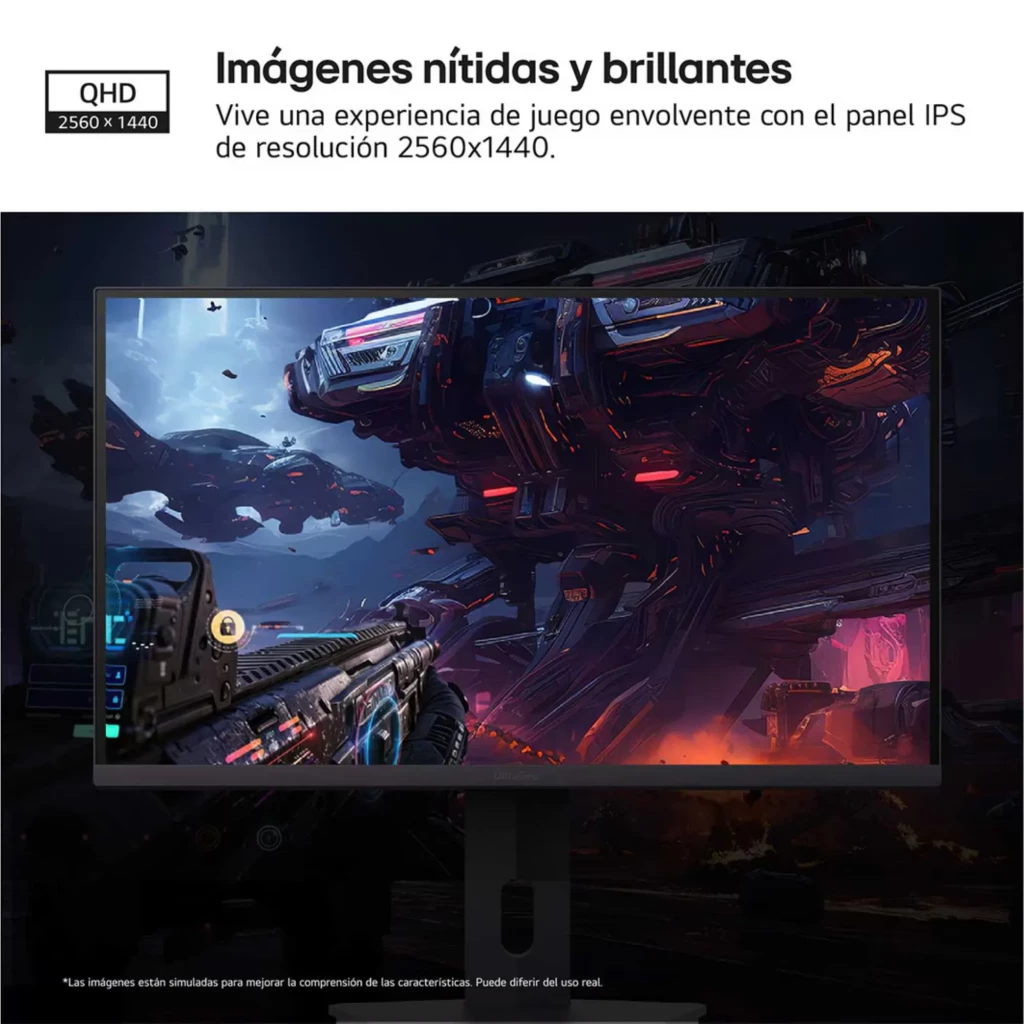 Monitor gaming LG UltraGear 27 pulgadas con pantalla IPS QHD 2560x1440, biseles delgados, colores vivos y acción fluida ideal para juegos inmersivos