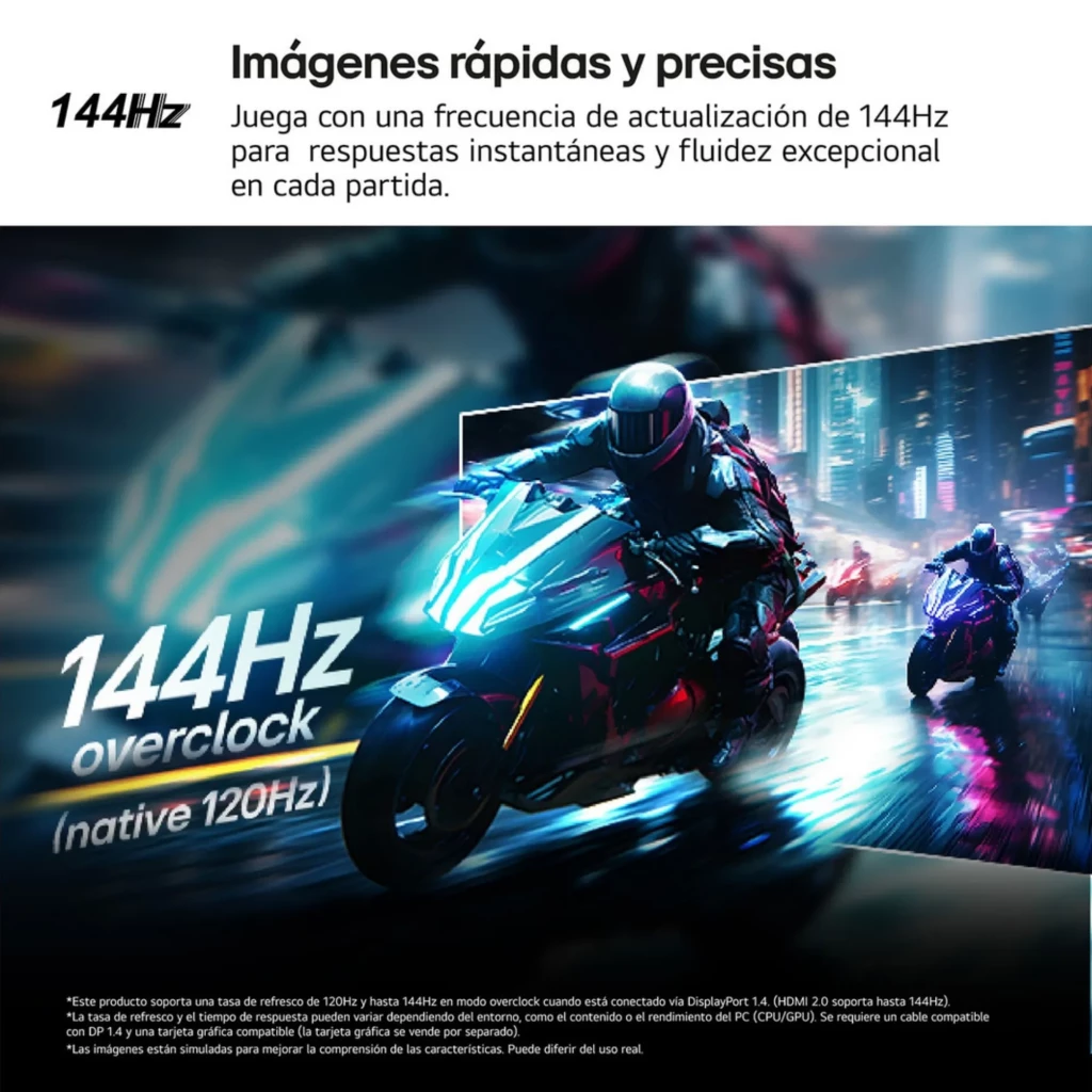 Monitor de jogos LG UltraGear 27 IPS FHD 144 Hz 1 ms GtG, tela com cores vivas e ação fluida, ideal para corridas e movimentos rápidos