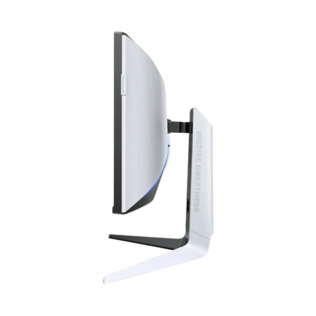 TCL R83 34R83Q 34 pouces incurvé Ultra WQHD 170 Hz Mini LED, profil latéral élégant, pied métallique robuste, dos blanc avec accent bleu