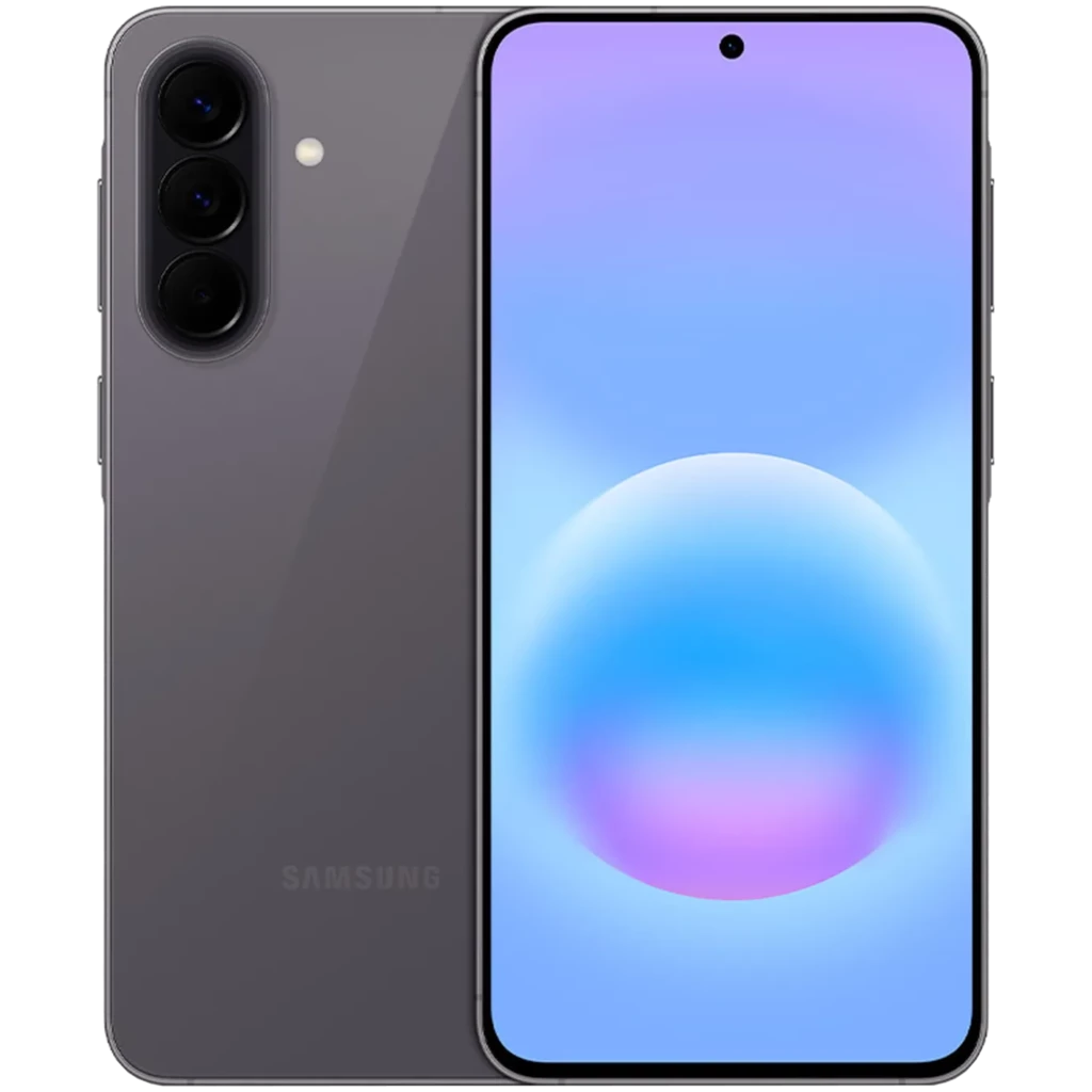 Samsung Galaxy A57 5G gris con pantalla de 6.6 pulgadas, triple cámara trasera con sensor principal de 50 MP, frontal en orificio centrado, 12GB RAM y 512 GB