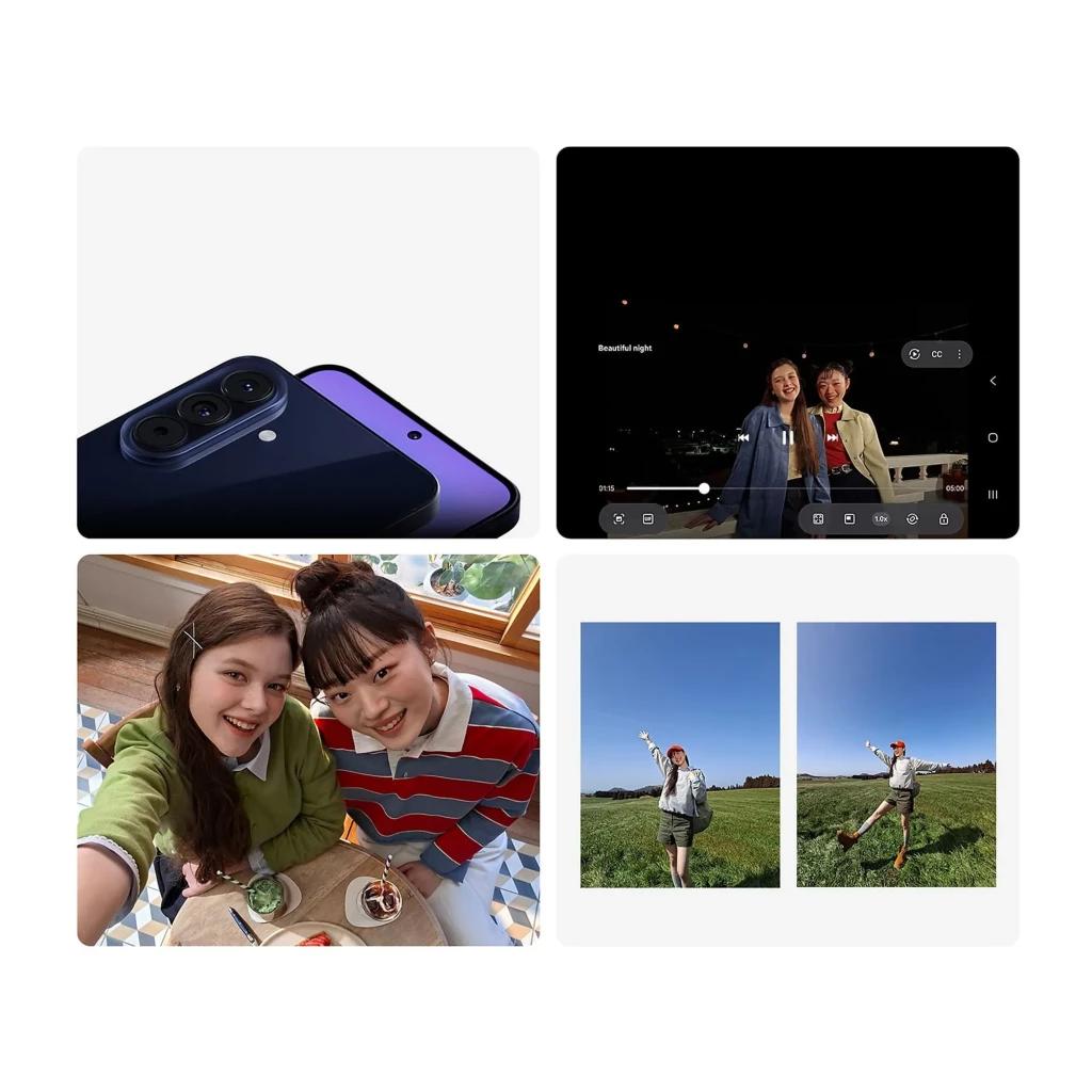 Samsung Galaxy A57 5G gris con pantalla 6.6, triple cámara con sensor 50 MP, diseño delgado, selfies nítidas y fotos nocturnas brillantes, 8GB RAM, 128GB