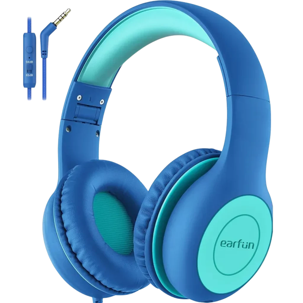 Earfun K1 Vert Bleu Limiteur 85/94 dB SharePort - Écouteurs pour enfants