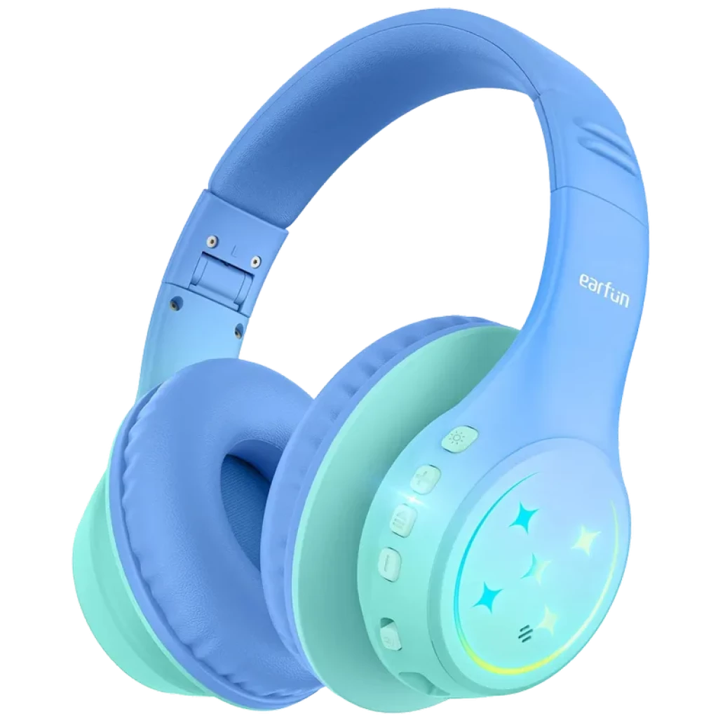 EarFun K4 RGB Bluetooth Vert – Écouteurs pour enfants avec 90 heures d'autonomie et limitation du volume