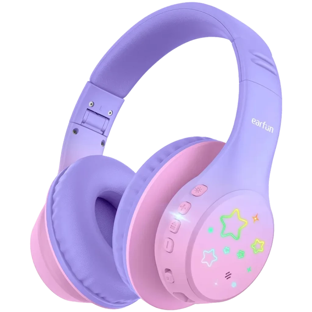 EarFun K4 RGB Bluetooth Violet – Écouteurs pour enfants avec 90 heures d'autonomie et limitation du volume