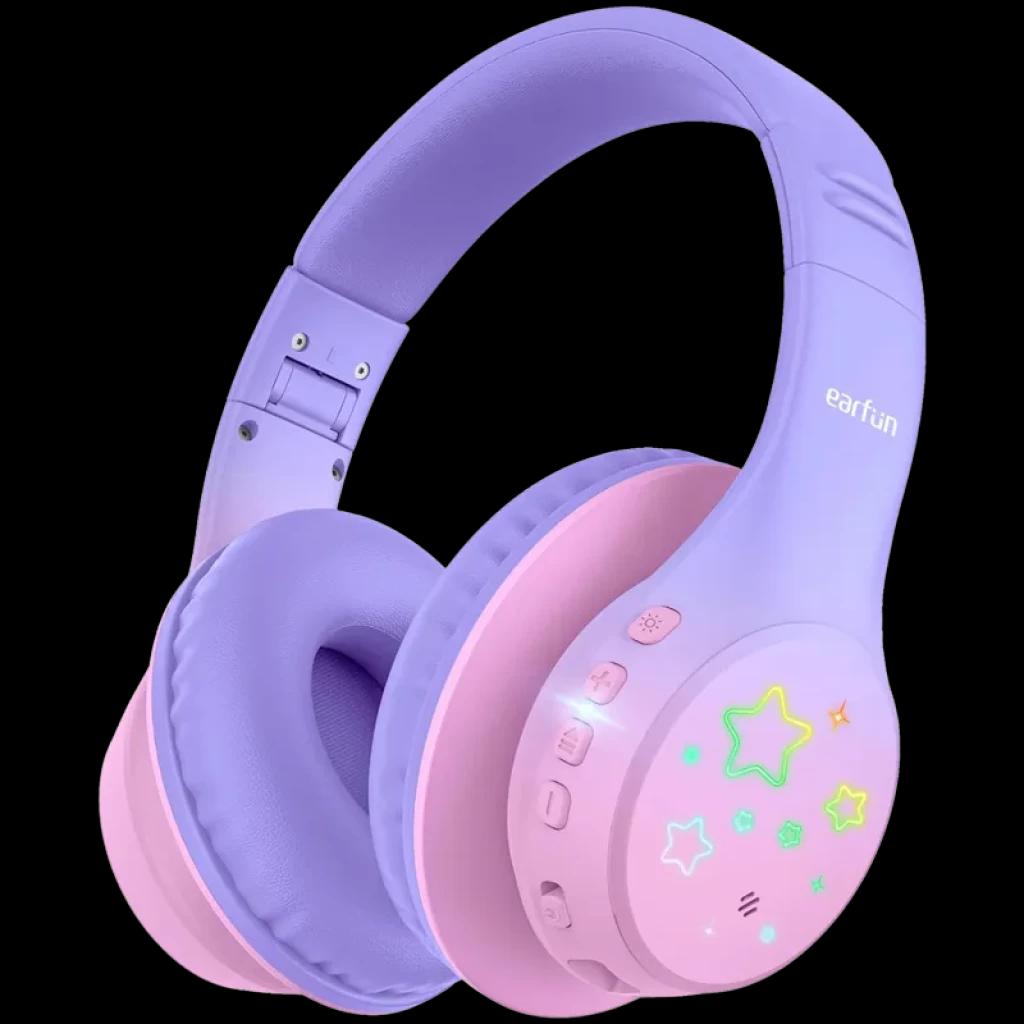 EarFun K4 RGB Bluetooth Violet – Écouteurs pour enfants avec 90 heures d'autonomie et limitation du volume