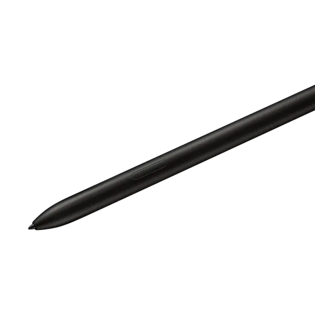 Stylet noir fin Samsung S Pen pour Tab S9 S10, pointe précise, bouton latéral discret, design mat élégant pour prise en main confortable et écriture fluide
