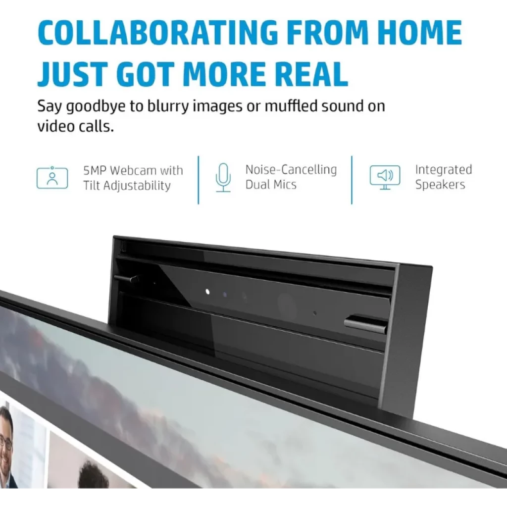 HP E24m G4 23,8 FHD IPS 75 Hz con webcam 5 MP abatible, micrófonos duales con cancelación de ruido y altavoces integrados para videollamadas nítidas