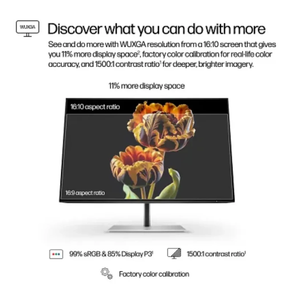 HP Serie 7 724 pn monitor 24 pulgadas WUXGA 16:10, panel IPS 100 Hz. Bisel delgado, peana metálica, colores calibrados de fábrica, 99 sRGB y 85 DCI-P3