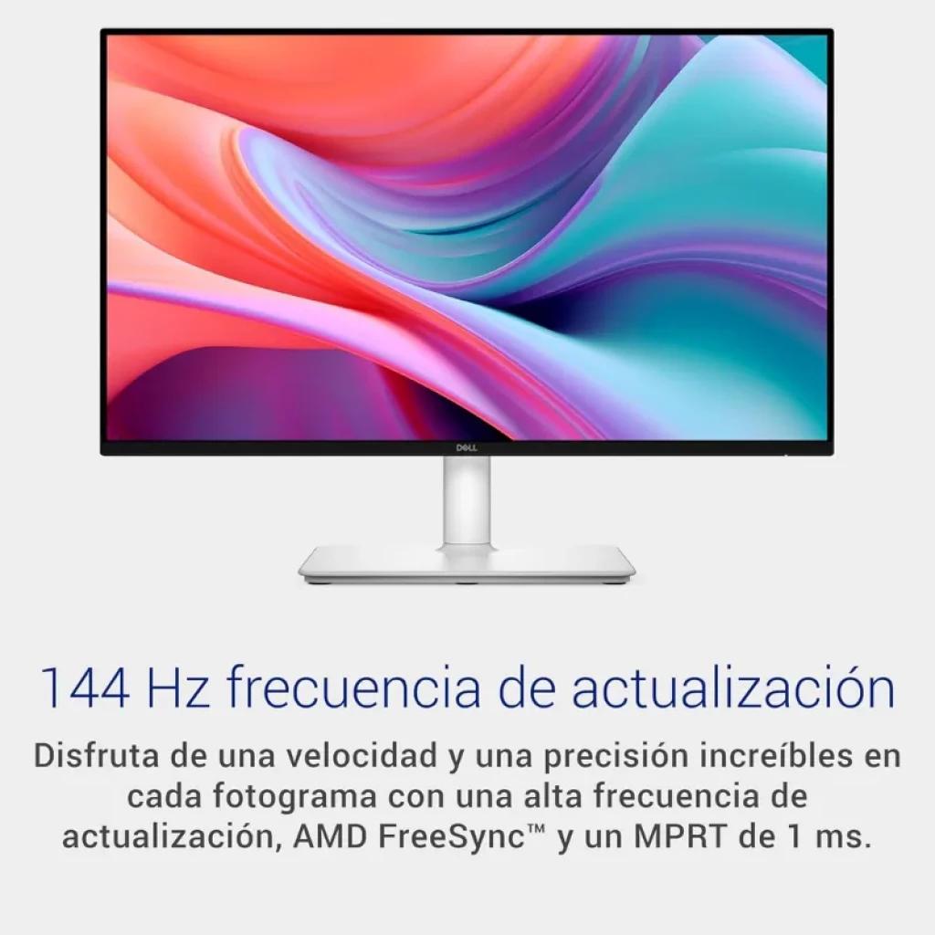 Monitor Dell S2425HSM de 24 polegadas com painel IPS FHD, molduras finas, base metálica ajustável e ecrã com cores vibrantes; 144 Hz e FreeSync visíveis no ecrã