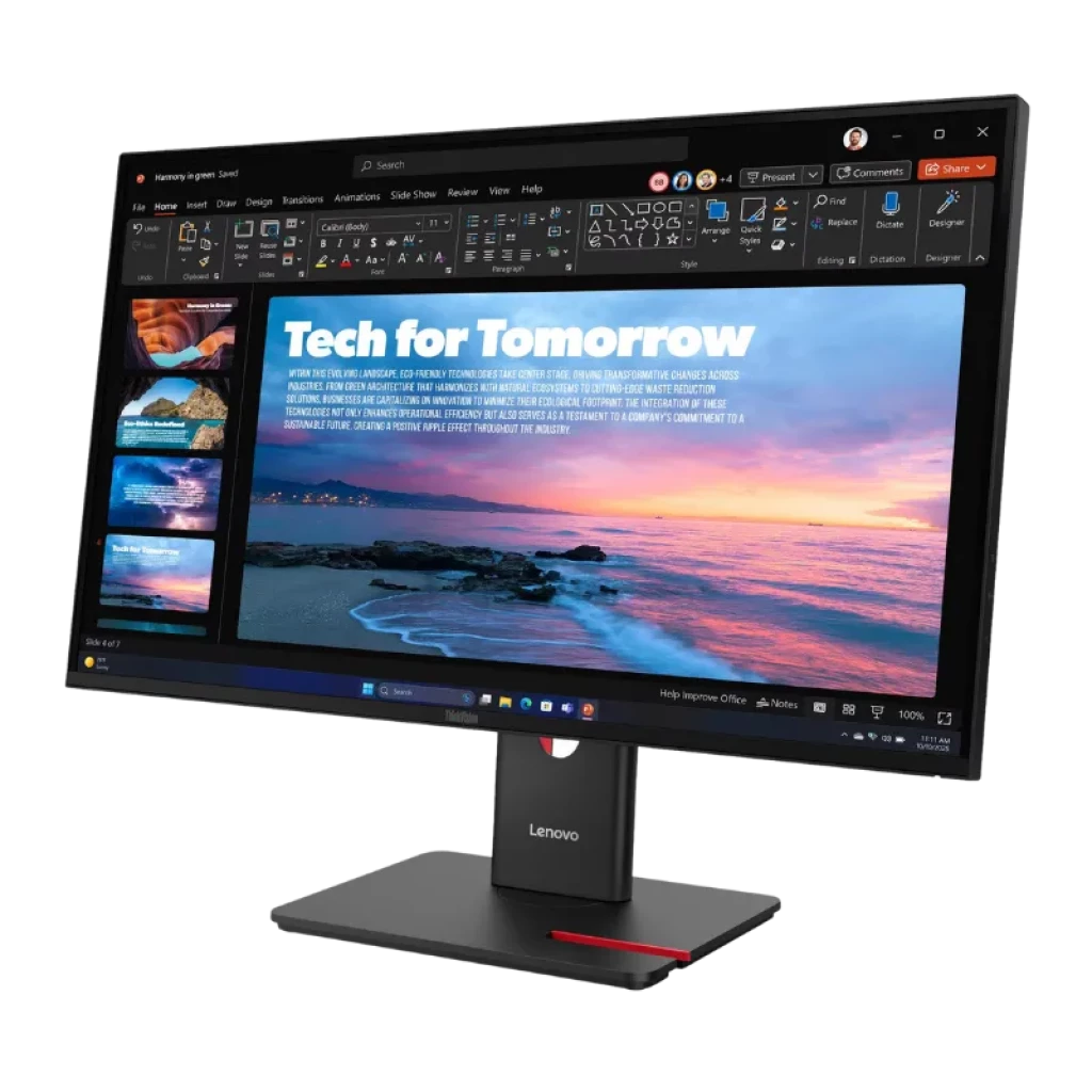 Vista a 45 grados del Lenovo ThinkVision T27QD-40
