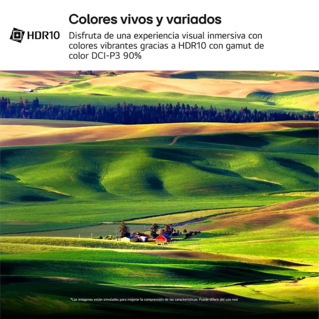 LG 27US550-W : écran 27 pouces 4K UHD IPS 60 Hz avec HDR10 et gamme de couleurs DCI-P3 à 90 %, offrant des couleurs vives et variées pour une expérience visuelle immersive