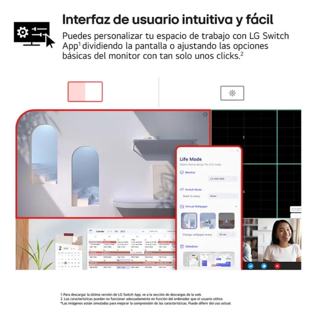 LG 27US550-W : écran 27 pouces 4K UHD IPS 60 Hz avec bords fins, socle blanc et logiciel LG Switch pour diviser l'écran et régler rapidement les paramètres