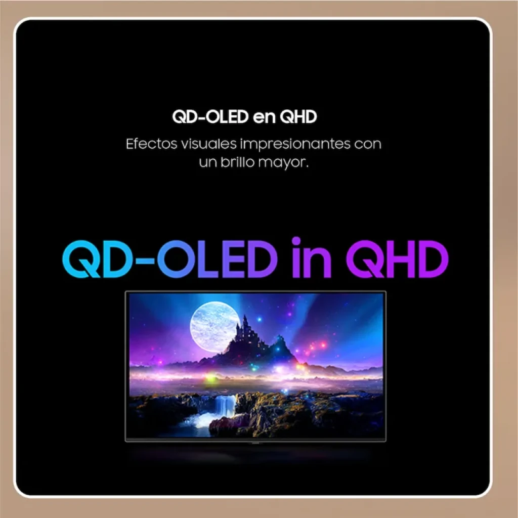 Monitor gaming Samsung Odyssey G6 27 pulgadas QD‑OLED QHD, pantalla plana con colores vivos y alto brillo, ideal para gráficos nítidos y contrastes