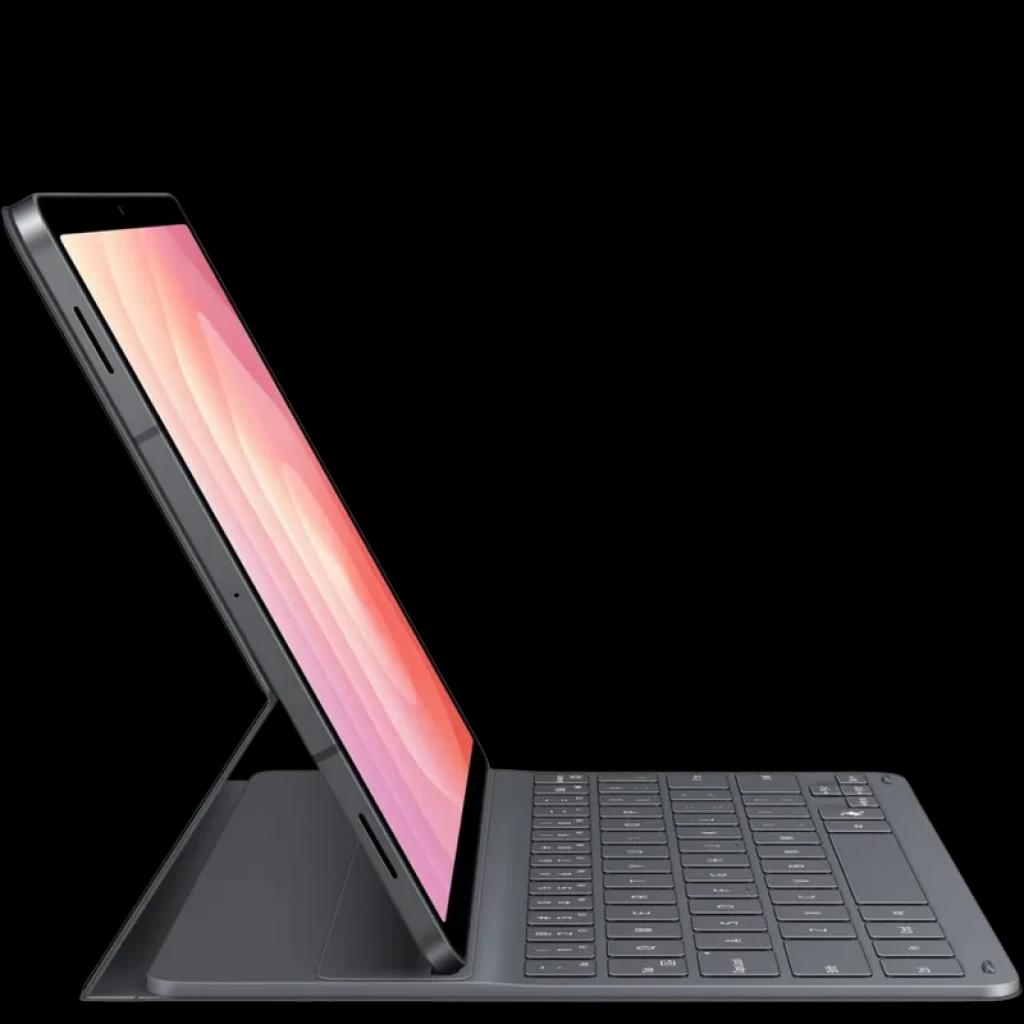 Capa teclado magnética Slim oficial Samsung para Galaxy Tab S11, layout QWERTY espanhol. Acabamento preto, suporte ajustável e proteção fina com touchpad.