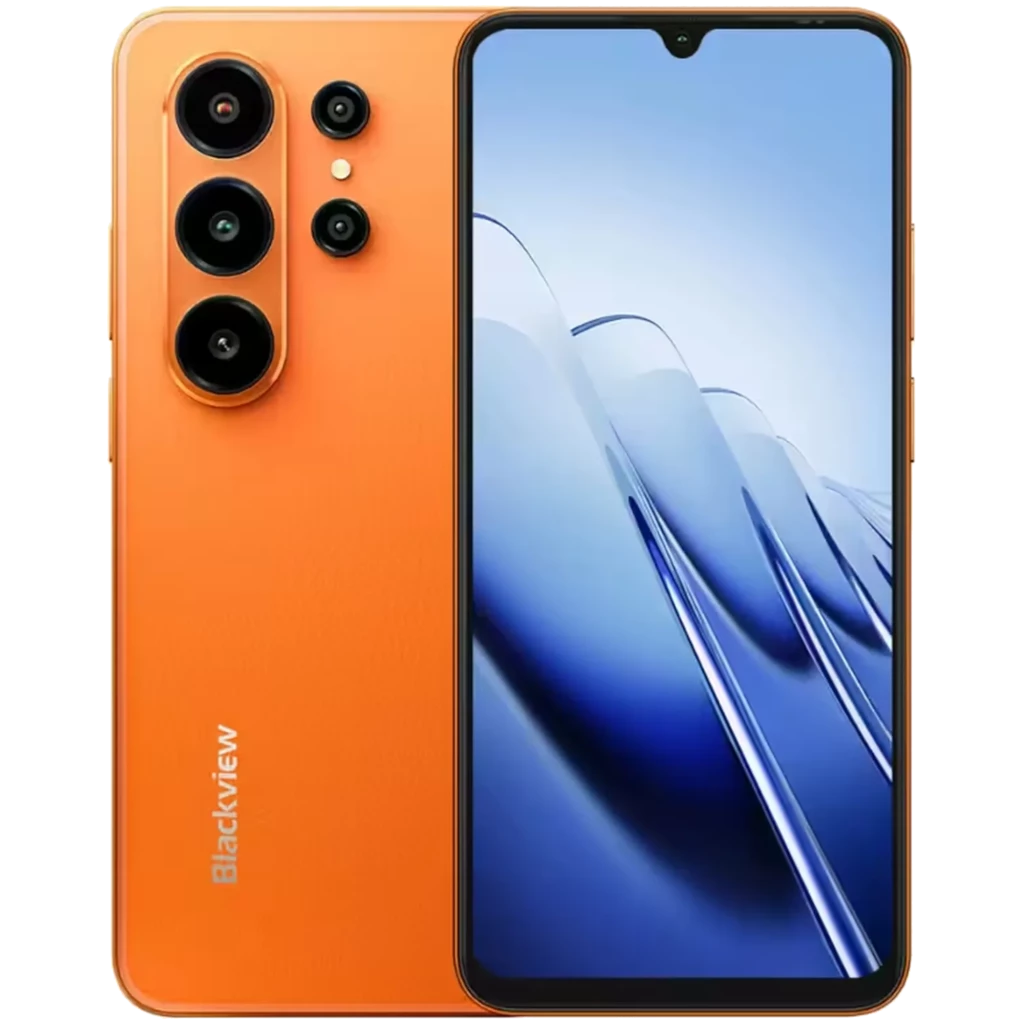 Blackview WAVE 10 naranja con pantalla HD+ de bisel fino, triple cámara trasera y frontal de 32 MP, 8 GB de RAM y 128 GB de almacenamiento