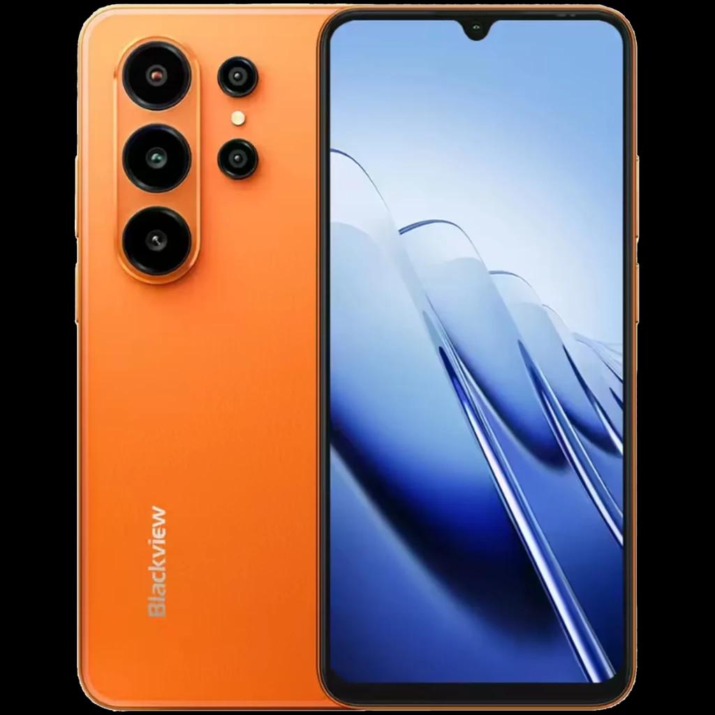 Blackview WAVE 10 naranja con pantalla HD+ de bisel fino, triple cámara trasera y frontal de 32 MP, 8 GB de RAM y 128 GB de almacenamiento