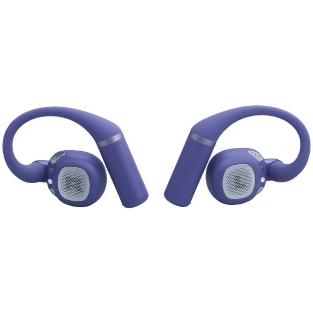 JBL Sense Pro Open-Ear Hi-Res Audio Bleu – Écouteurs sans fil bleus ouverts avec arceaux oreille, grilles argentées et design ergonomique léger