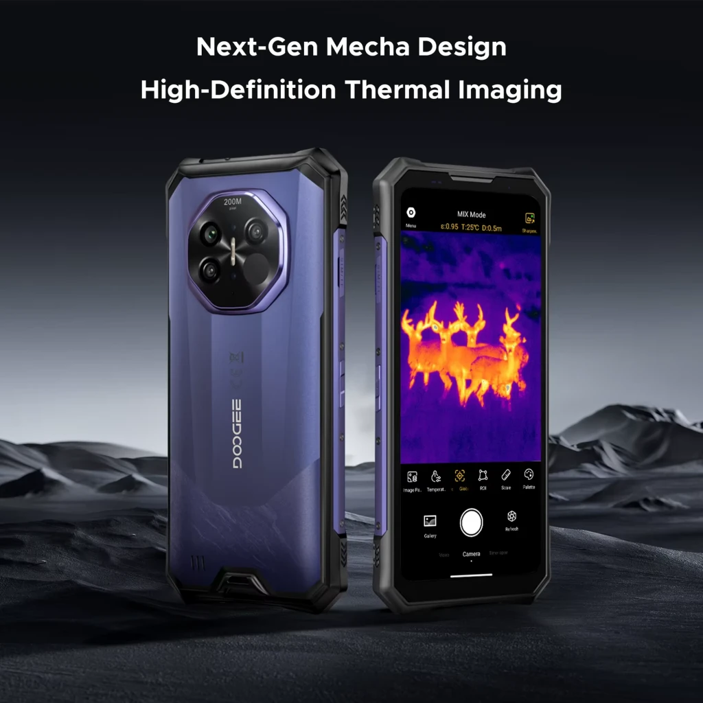 Doogee S300 Plus Thermal 1TB Negro robusto con cuerpo reforzado, cámara térmica HD visible en pantalla, módulo trasero circular y acabado metálico