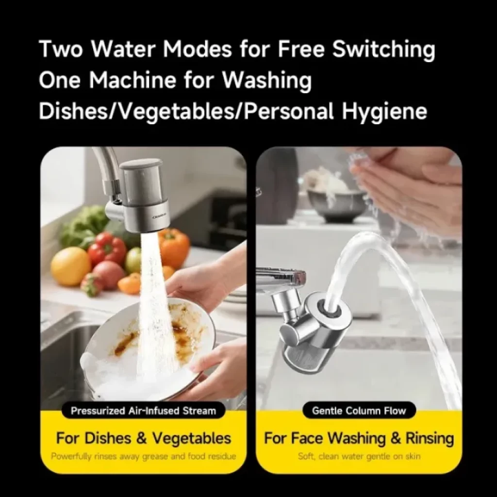 Deerma LT01 - Filtro de agua para grifo con dos modos: chorro presurizado para platos y vegetales y flujo suave para rostro e higiene personal