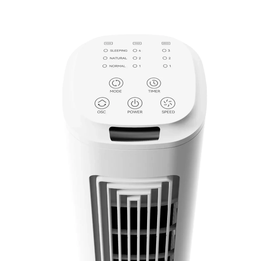 Deerma FD130W 45W Ventilador de torre blanco con panel superior táctil, modos Sleeping Natural Normal, temporizador, oscilación y control de velocidad