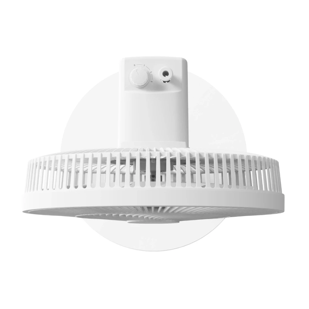 Deerma FD13W - Ventilador de Pie con cabezal blanco circular, rejilla amplia, perilla de control y puerto lateral, diseño minimalista y compacto