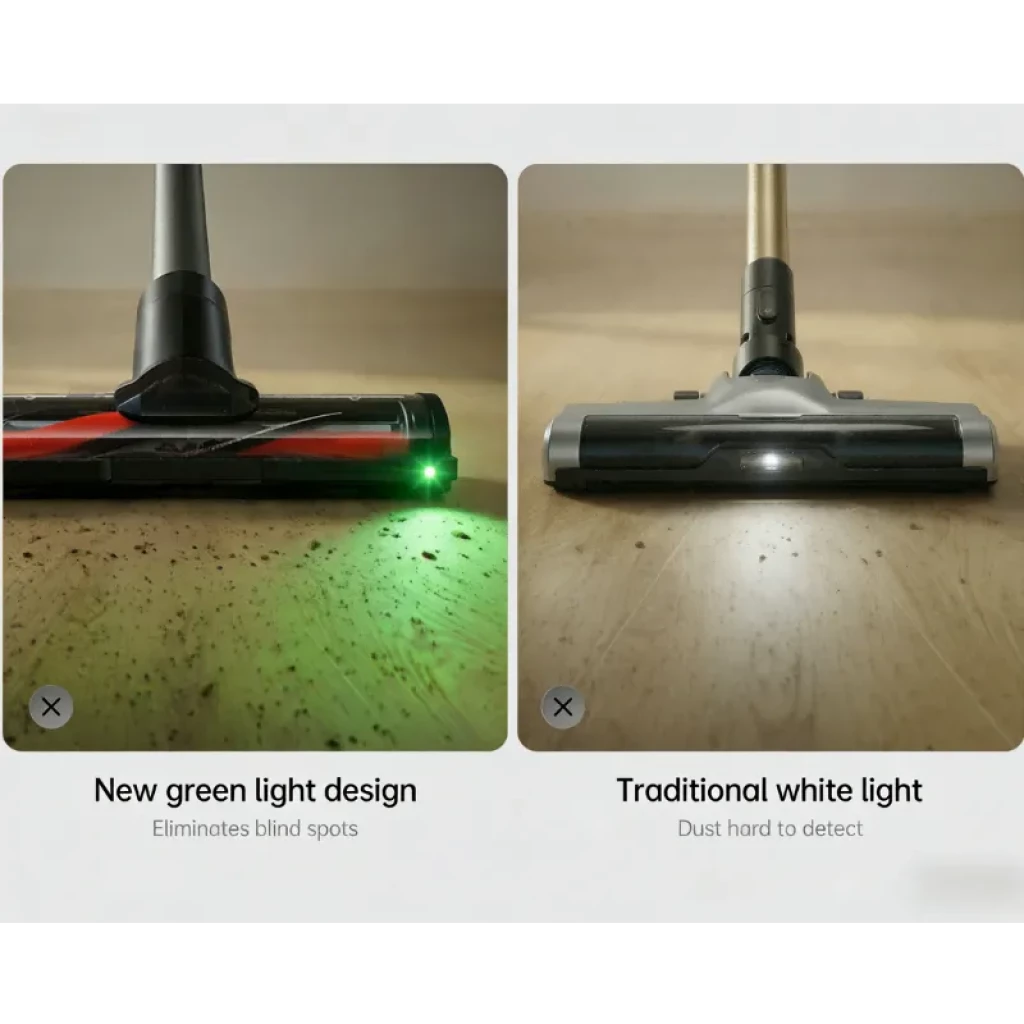 Deerma G40s Max - Aspiradora sin Cable con cepillo motorizado y luz verde que resalta el polvo, mejor visibilidad que luz blanca tradicional en suelos
