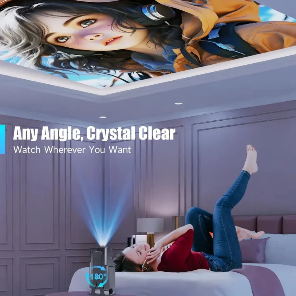 Magcubic HY320 NTV FHD 320 ANSI Proyector compacto que proyecta en techo con imagen nítida y brillante, ajuste 180°, ideal para ver desde cualquier ángulo
