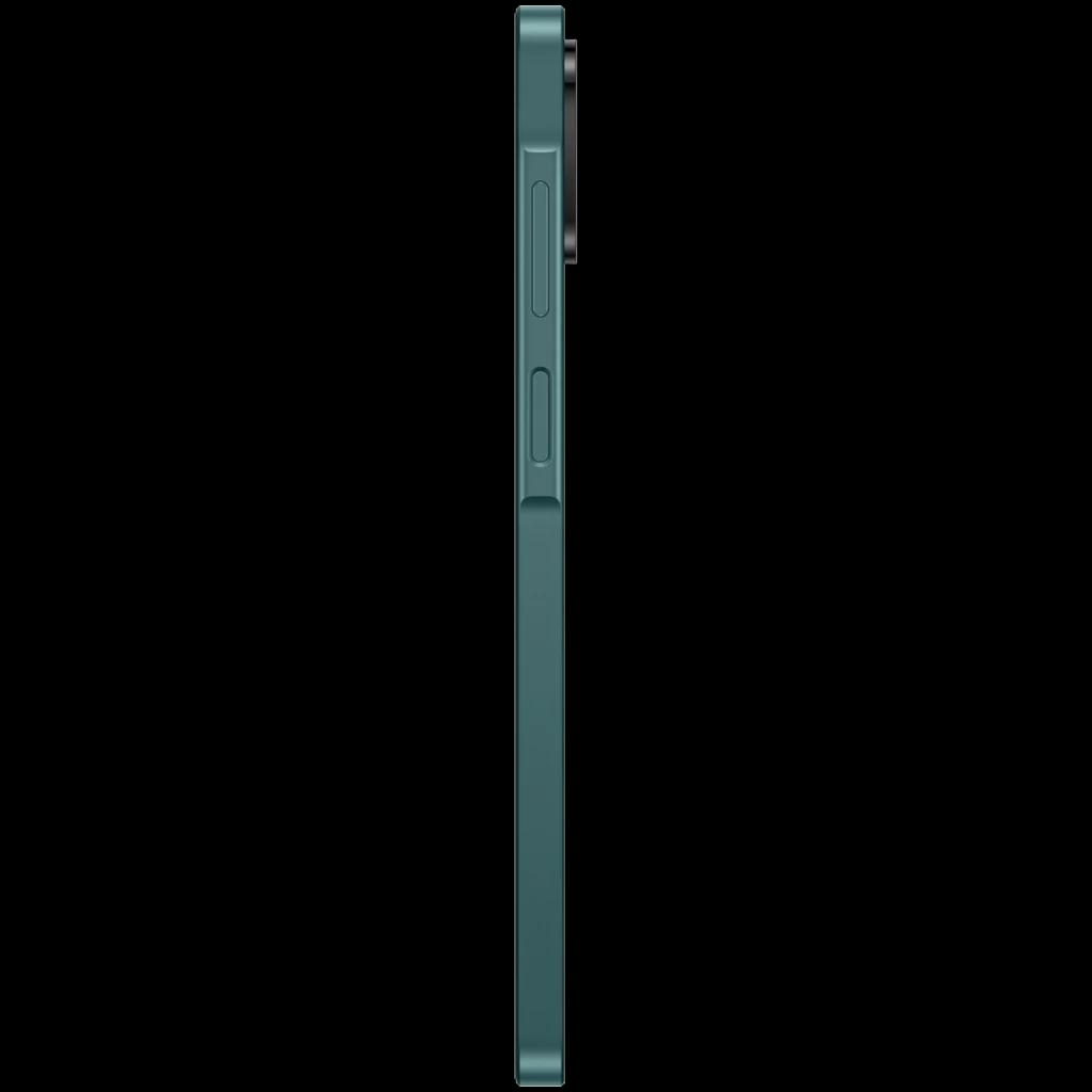 Lateral del Samsung Galaxy A07 4G verde, perfil delgado con bordes rectos, botones de volumen y encendido, módulo de cámara trasera ligeramente sobresaliente
