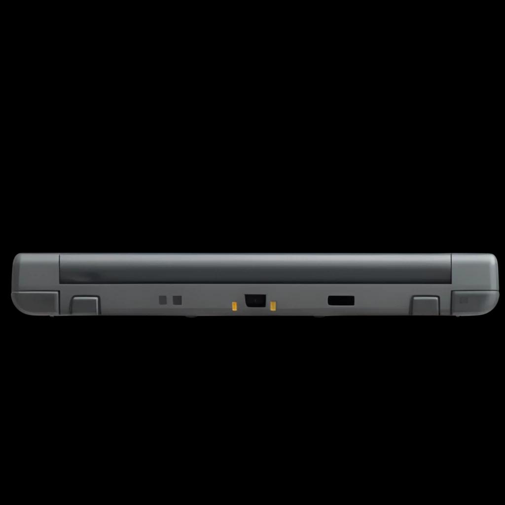 Nintendo 3DS XL Gris Renovado en excelente estado, vista del borde superior con bisagras sólidas, puerto de carga central y carcasa gris mate sin rayas