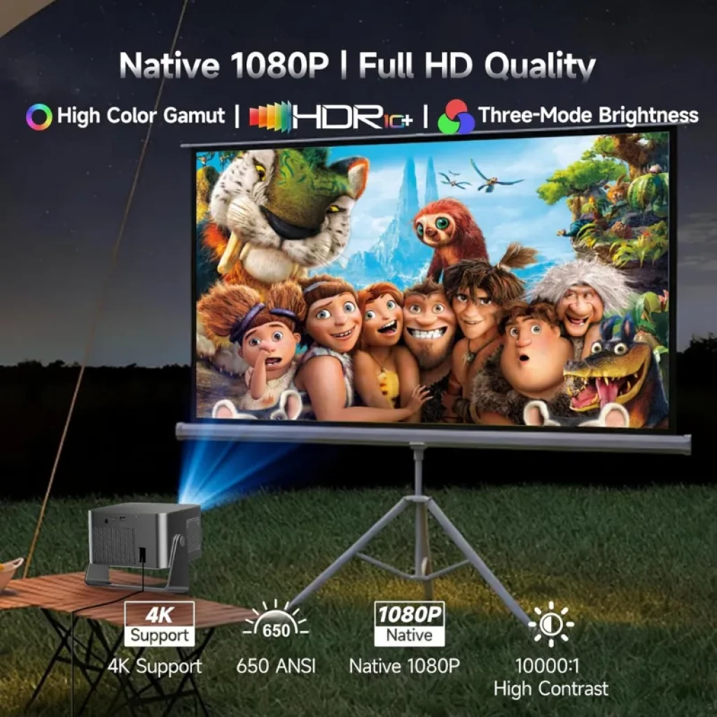 Magcubic HY350GT FHD 650 ANSI - Proyector con resolución 1080p nativa, alto brillo, alto contraste 10000:1, HDR, amplio gamut y soporte 4K
