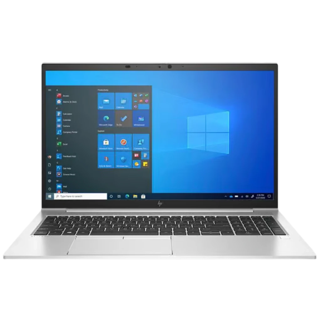 Portátil plateado HP EliteBook 850 G8 de 15.6 pulgadas, pantalla con biseles finos, teclado QWERTZ retroiluminado y touchpad amplio, estado excelente renovado